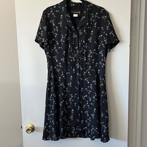 Donna Ricco Black Dress with Blue & Lavender Floral Print